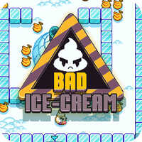Bad Ice-Cream,Choose the color of walking ice cream and walk through  labyrinth  s with various monsters catching all the fruits they find, avoiding being caught by any of them and building walls to block some paths.